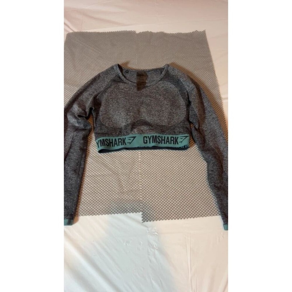 Gymshark Flex Long Sleeve Crop Top Grey Teal Size M